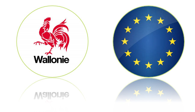 coq wallon et drapeau européen
